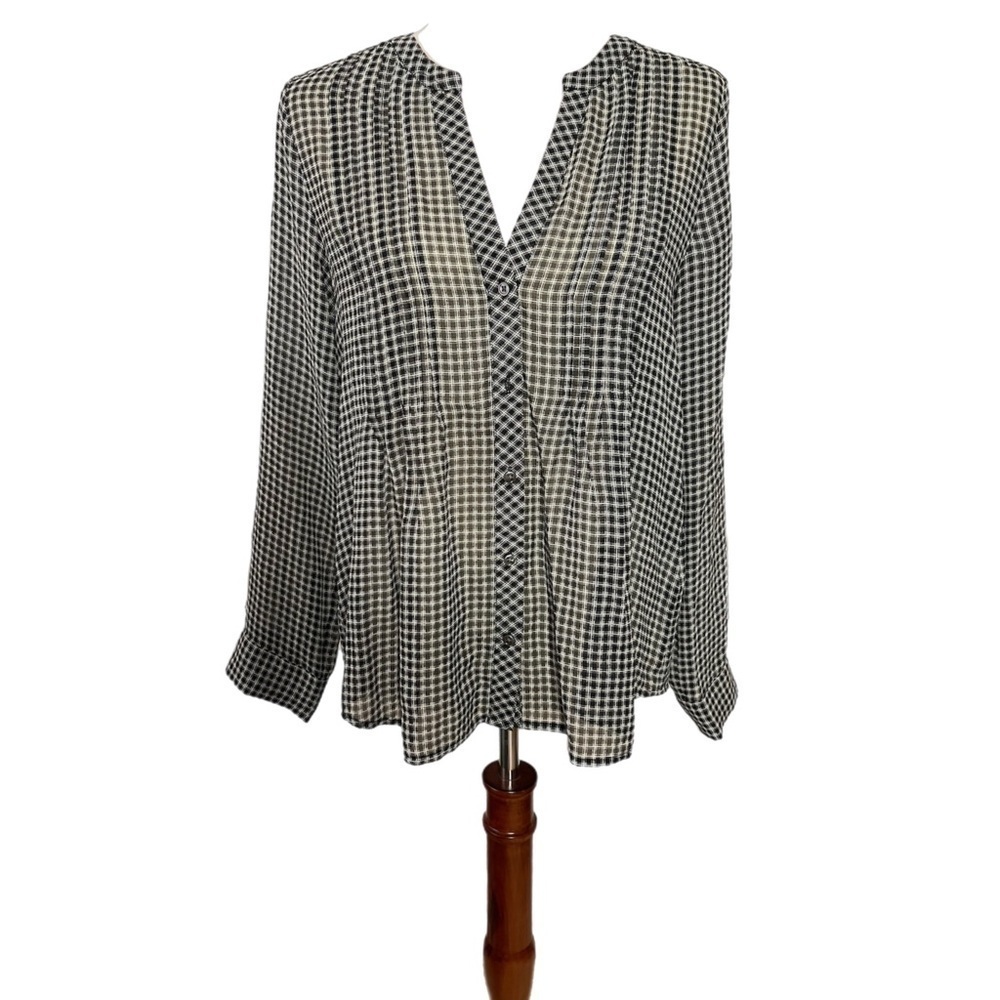 Joie Black and White Checkered Blouse - XS